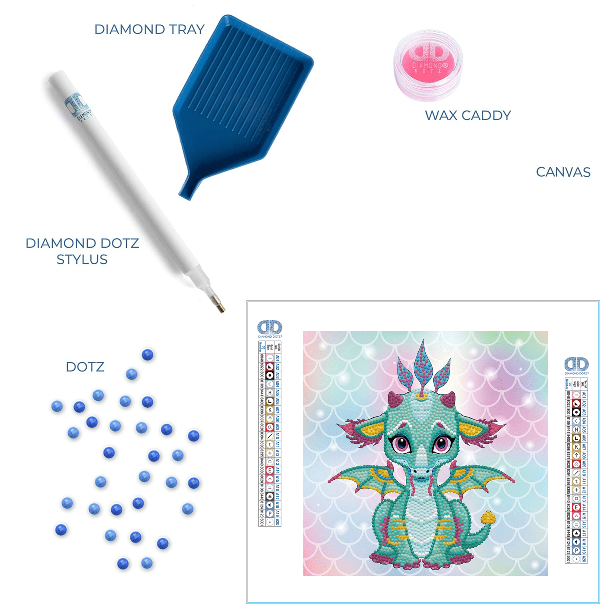Diamond Dotz Ariel the Baby Dragon Diamond Painting Kits for Adults - Diamond Art Kits a Relaxing Creative Craft Kit with Dotz Gems 8.7x8.7