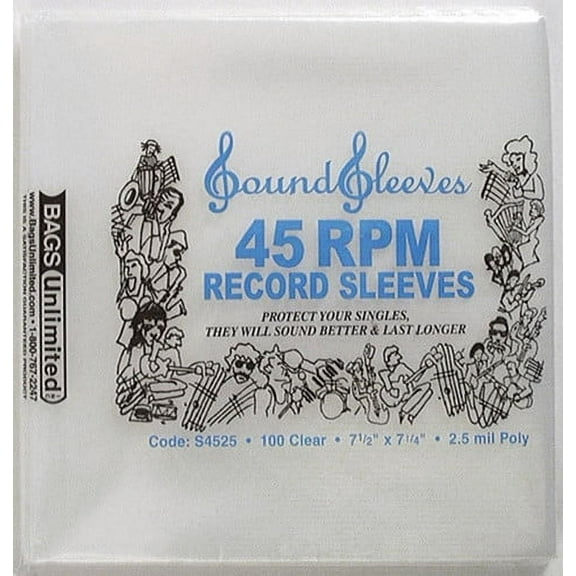 S4525 Poly 2.5Mil 45Rpm Record Sleeves-100 Count