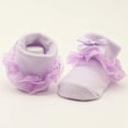 thumbnail image 3 of Eleanos Newborn Baby Girls Princess Floral Lace Bowknot Socks Infants Cotton Ruffle Frilly Trim Ankle Socks, 3 of 7