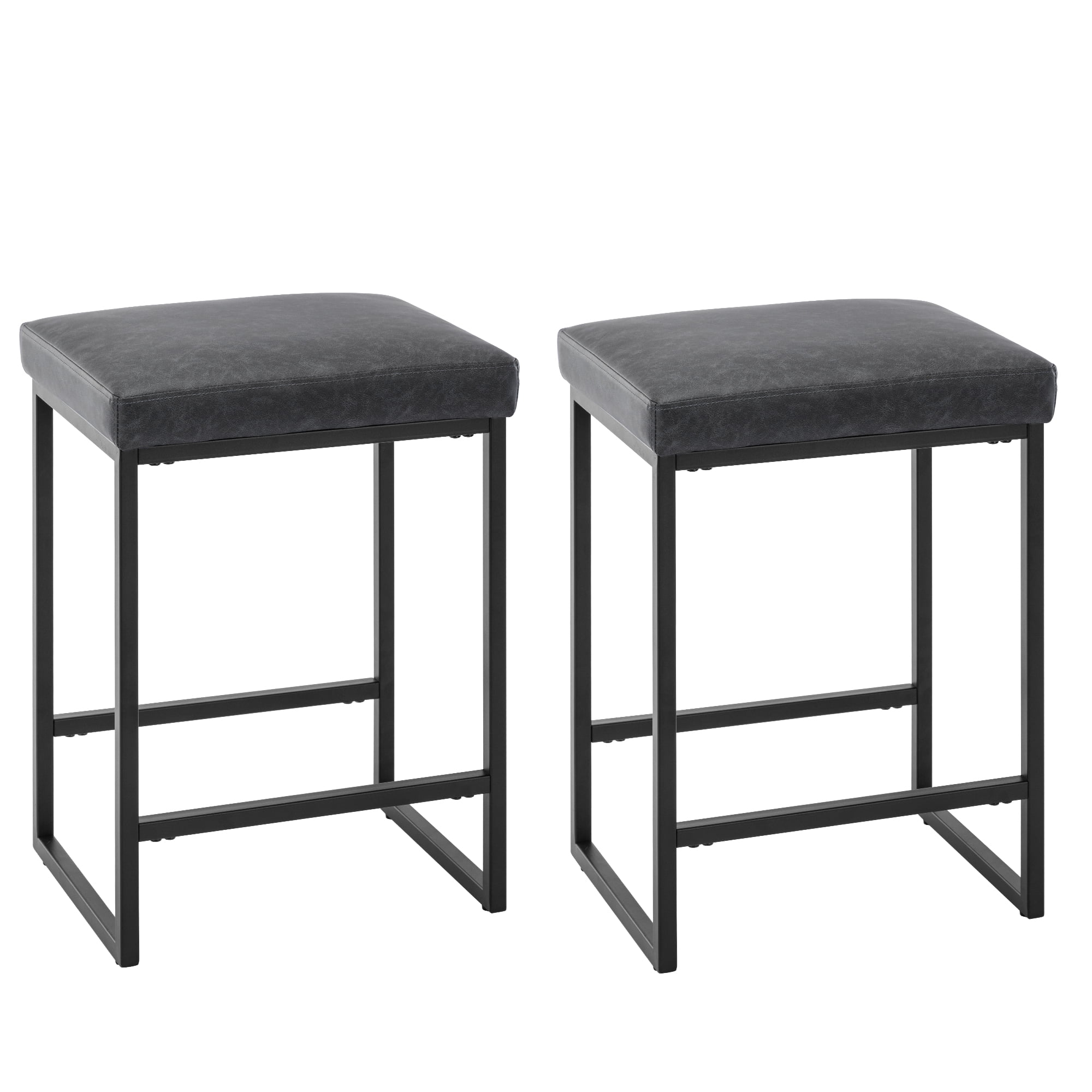 Foredo Metal Counter Stools Set of 2, Modern Upholstered Stool with