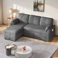 thumbnail image 2 of Dextrus 84" Convertible Sofa Bed with Storage Chaise and Pocket, L Shape Pull Out Sofa Bed, 2 in 1 Sleeper Sofa Sectional Couch for Living Room, Gray, 2 of 9