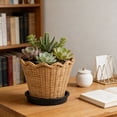 thumbnail image 4 of 8.6x7.8" Woven Resin Urn Planter, Decorative Rattan-Style Wicker Flower Pot for Indoor Outdoor Home Decor, 4 of 6