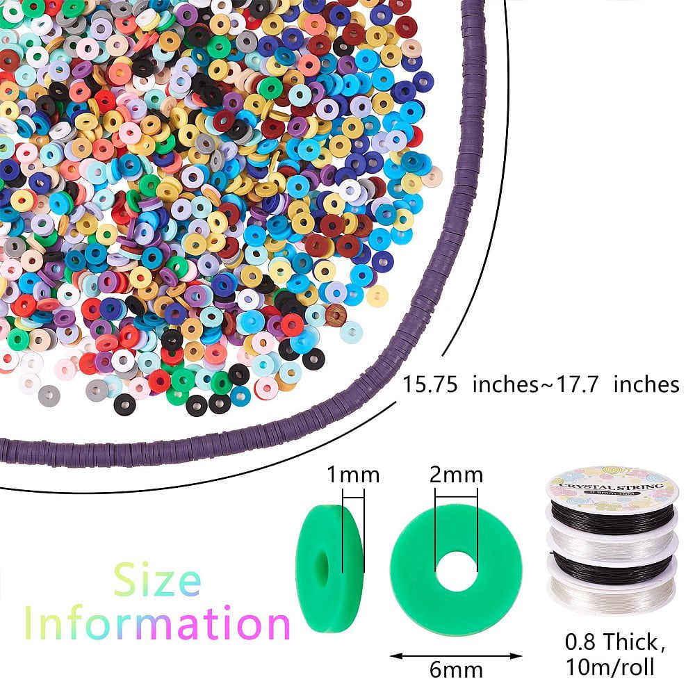 1set DIY Bracelets Making Kits Including 30 Strands Handmade Polymer Clay Beads Mixed Color 6x0.5~1mm Hole: 1.8~2mm about 290~400pcs/strand