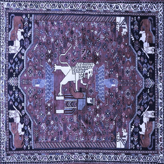 Ahgly Company Indoor Square Animal Blue Traditional Area Rugs, 3' Square