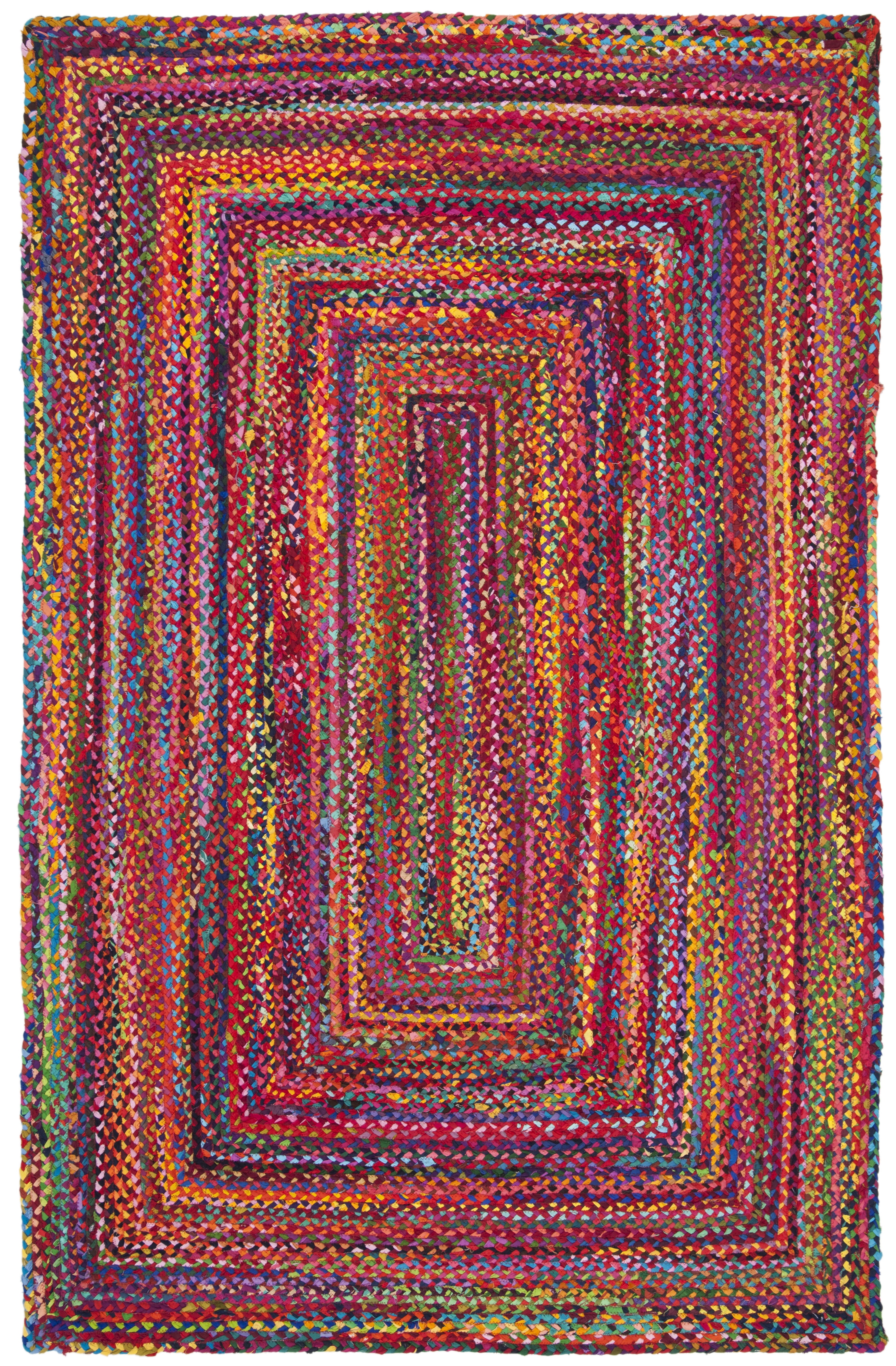 SAFAVIEH Braided Daphne Geometric Cotton Reversible Area Rug, Red/Multi, 5' x 8'
