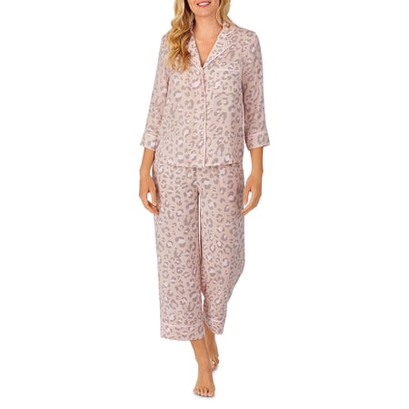 kate spade new york Printed Crop Pajama Set Pink Multi, Size Medium