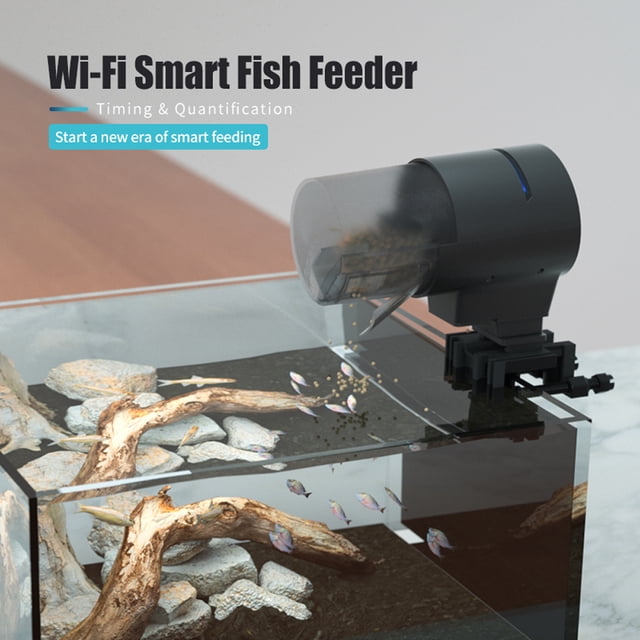 Alimentador Wifi Tiempo Inteligente Alimentador Auticano Acuario Aquario de Pescado de Oro 210 ml de Gran Capacidad Alimento de Pescado Mobilephone Aplicació