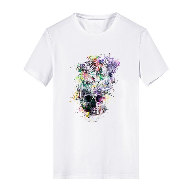De Camiseta de manga corta con estampado creativo de calaveras de verano para hombre