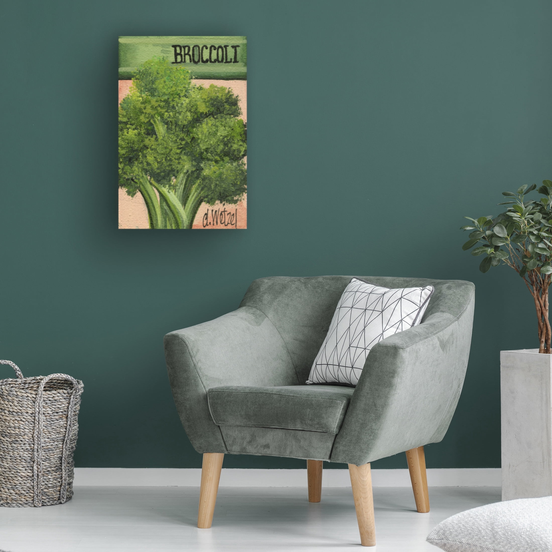 Canvas Wall Art - Debbi Wetzel 'Seed Packets 15 - Broccoli' Wall Art for Living Room, Bedroom, or Office Décor by Trademark Fine Art - 22 x 32 Inches