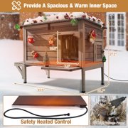 MEDEHOO Heated Cat House for Outside Cats Winter, 100% Waterproof Insulated Outdoor Cat Shelter with Heater & Insulated Liner