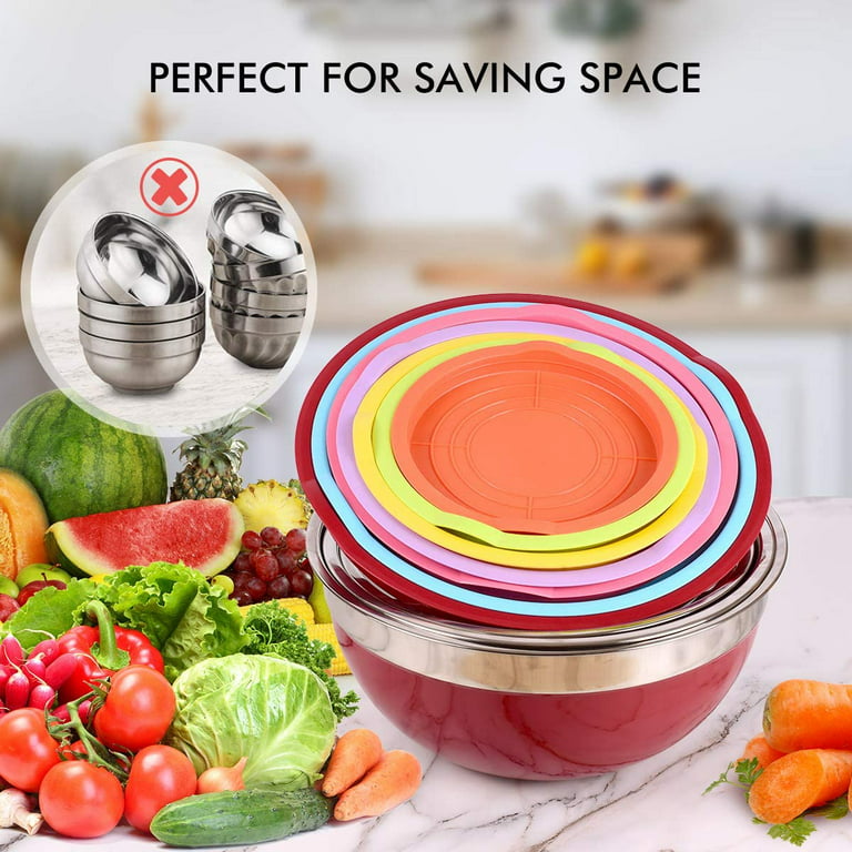 Stainless-Steel Mixing Bowls with Airtight Lids Nesting Bowls for
