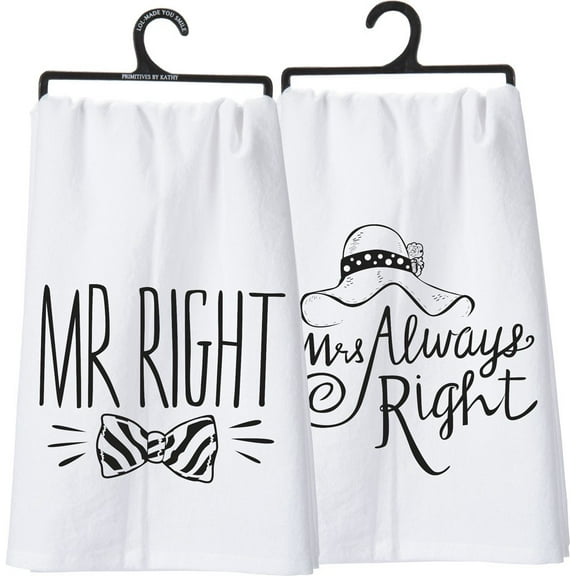 Primitives by Kathy 27007 LOL Made You Smile Double-Sided Dish Towel, 28" x 28", Mr./Mrs.