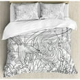 thumbnail image 3 of Mermaid Duvet Cover Set Twin Size, Surreal Little Mermaid Enjoying Undersea Ancient Lady in Coral Reef Artsy Graphic, Decorative 2 Piece Bedding Set with 1 Pillow Sham, Grey White, by Ambesonne, 3 of 3