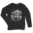thumbnail image 5 of Bison Portrait Women's Long Sleeve T-shirt American Buffalo Head Western Wildlife Nature Majestic Bull Symbol of Strength, 5 of 7
