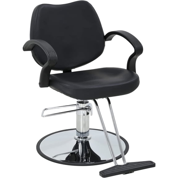 CL.HPAHKL Salon Chair for Hair Stylist, Swivel Barber Chair Height Adjustable Hair Styling Chair with Footrest for Hair Stylist Barbershop & Home, Black