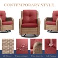 thumbnail image 4 of Gymojoy 2 Pieces Outdoor Patio Wicker Swivel Glider Rocker Chair with High Back Deep Seat, Red Cushion, 4 of 9