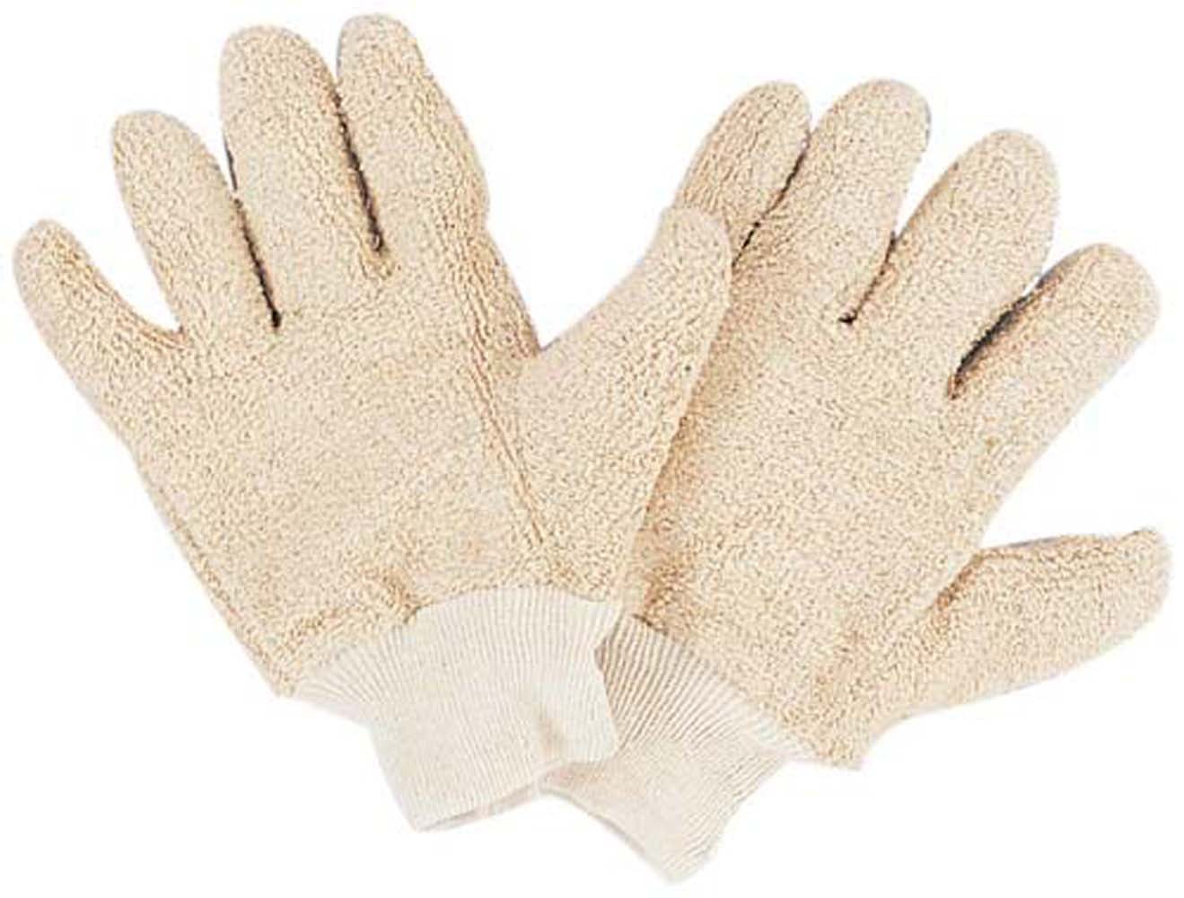 Men's Size Large Terry Cloth Gloves In Gunn Pattern With Knit Wrist
