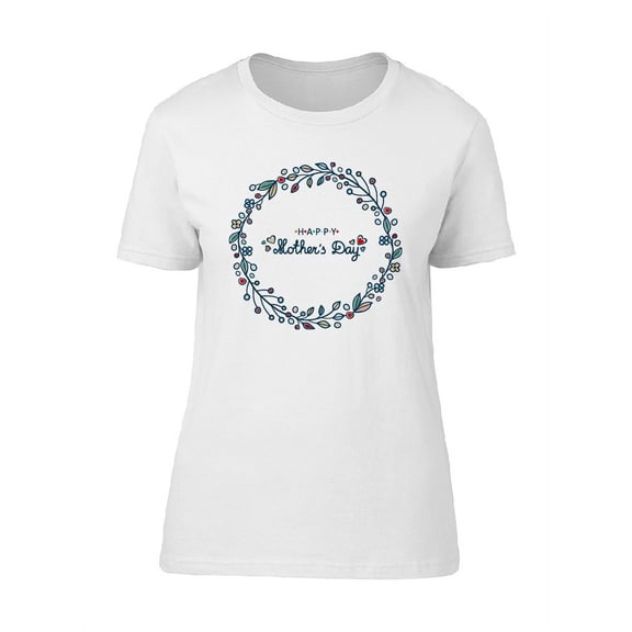 Mothers Day Flower Wreath T-Shirt Women -Image by Shutterstock, Female Large
