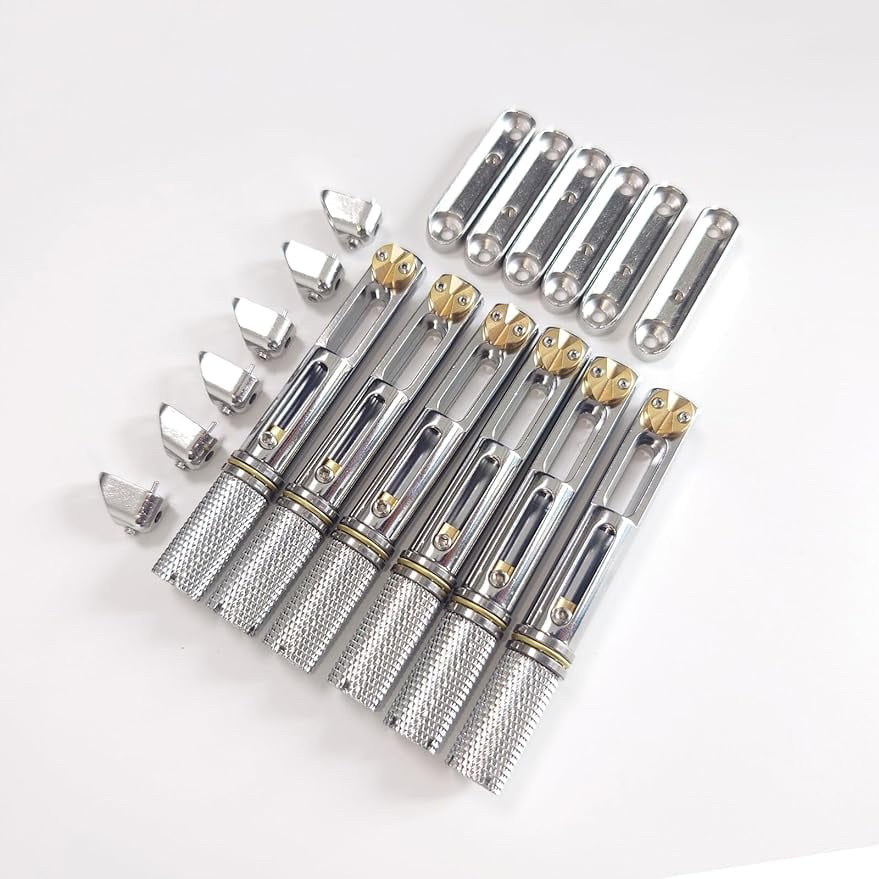 Stainless Steel Headless Guitar Bridge Set Single Bridge Silver for 6/7/8 String Electric Guitars for Headless Guitar Bridge Replacement Parts