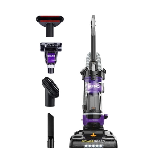 Eureka PowerSpeed Multi-Surface Upright Vacuum Cleaner with Cord Rewind, Turbo Pet Tool, Crevice Tool, Dusting Brush and Upholstery Brush, Purple, NEU203