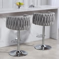 thumbnail image 3 of Adjustable Height Swivel Bar Stools Set of 2 with 360 Degree Rotation Anti Slip Base for Kitchen Island Home Bar Gray Velvet Upholstery, 3 of 7