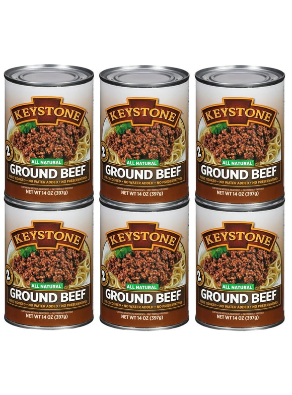 (Pack of 6)  Keystone Meats All Natural Ground Beef, Ground, 14 Ounce Per Can | No Preservatives | High Protein