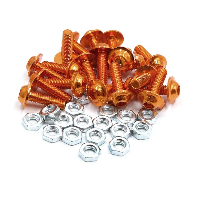 20Pzas Tornillos Tuercas M6 Aleación Aluminio Naranja Motocicleta Pernos de Cabeza Hexagonal
