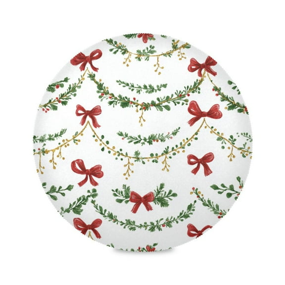 Round Placemats Set of 6 Heat Resistant Washable Kitchen Table Decorations 15.4in Christmas Decorations