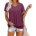 thumbnail image 2 of Icvfdpl Women'S T Shirts Breathable Fast Dry Casual Solid Color Crew Neck Short Sleeve Loose Tee Shirt Top For Summer Soft And Skin Friendly Cosy To Touch, 2 of 7