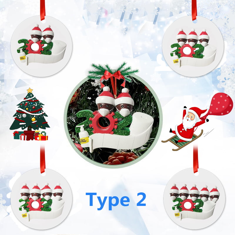 Survived Family Ornament Xmas Tree Ornaments 2020 Christmas Holiday Decorations DIY Name Blessing Christmas Tree Pendant Christmas Eve Family Xmas Gift