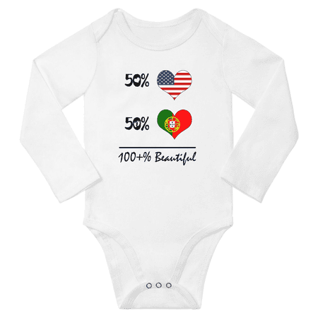 

50% Portuguese + 50% American = 100+% Beautiful Baby Long Sleeve Bodysuit (White 24 Months)