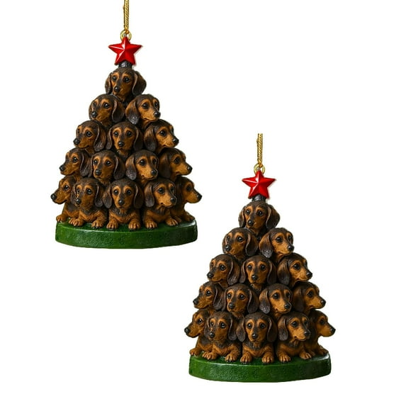 2D Acrylic Dog Ornaments: Shaped Designs With Stacked Puppies And Toppers For Festive Decor 2PCS