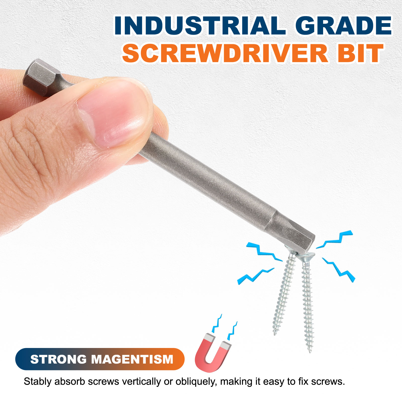 10pcs 5/16" SAE Hex Head Wrench Drill Bit 100mm Length Magnetic Bits, Gray