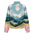 thumbnail image 5 of Jackets for Women Winter Coat Jackets Flannel Stand Collar Jacket(Mountain Floral Landscape Art,Size:S-4XL), 5 of 7