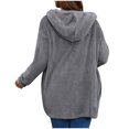 thumbnail image 5 of jtjvou Women's Oversized Fleece Hooded Cardigan Warm Open Front Solid Color Coat with Pockets Gray XL, 5 of 8