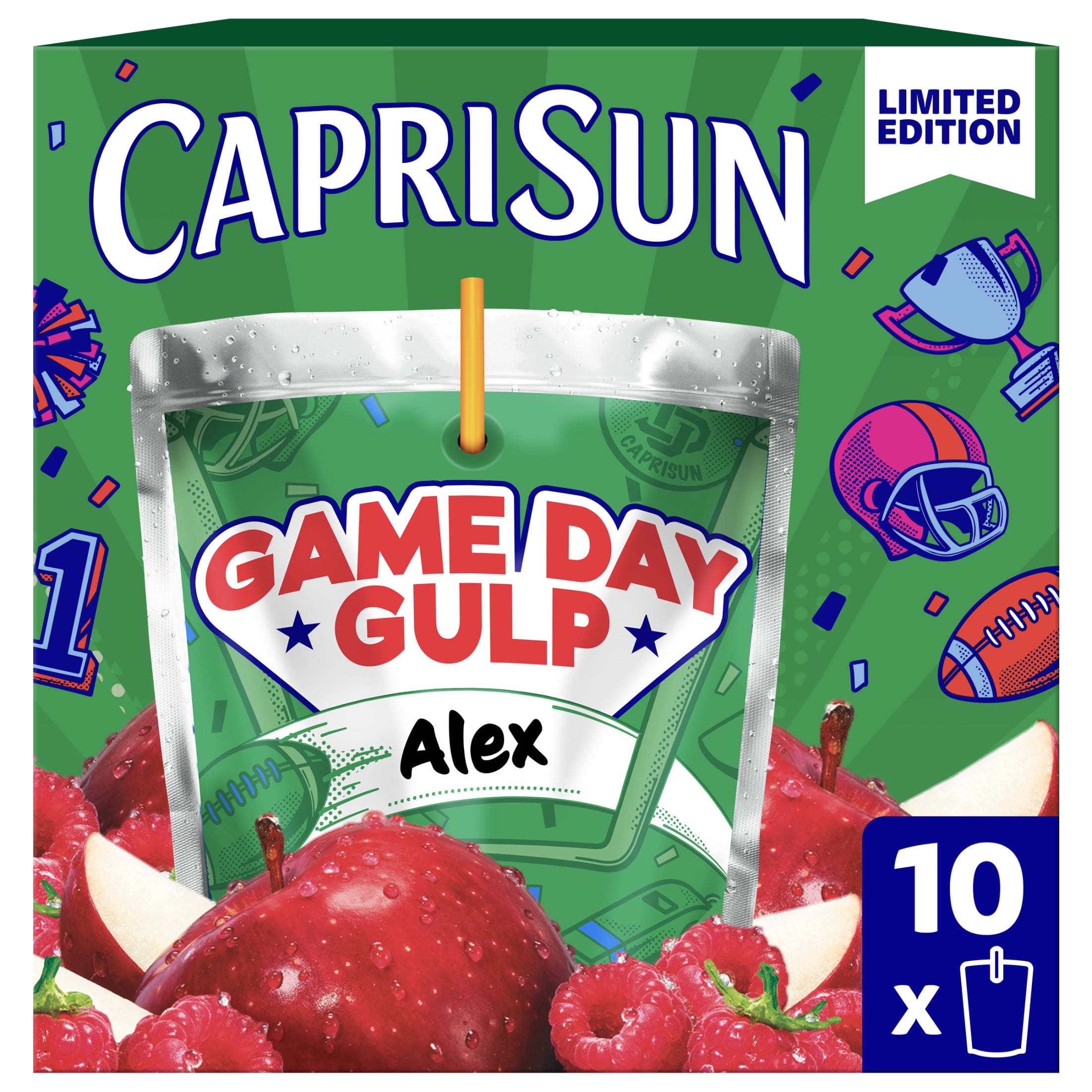 (4 pack) Capri Sun Game Day Gulp Juice Drink Blend Juice Boxes, 10 Pouches, For School Lunches and Tailgates, All Natural Ingredients, 6 oz