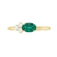 thumbnail image 4 of Rosec Jewels Certified Lab Grown Emerald Promise Ring for Women - East West Ring - Cluster Emerald Diamond Ring - AAAA Quality, 14K Yellow Gold, US 8.00, 4 of 9