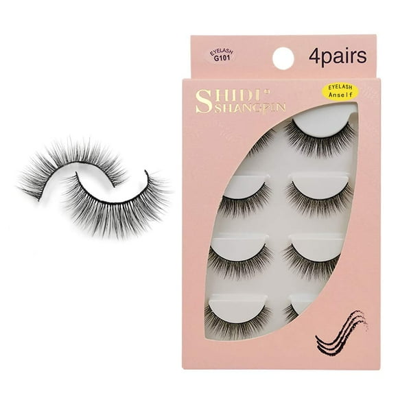 Natural Eyelashes, False Eyelashes 4 Pairs 3D Eyelashes Cross Imitation Water Mane Eye Lash Black