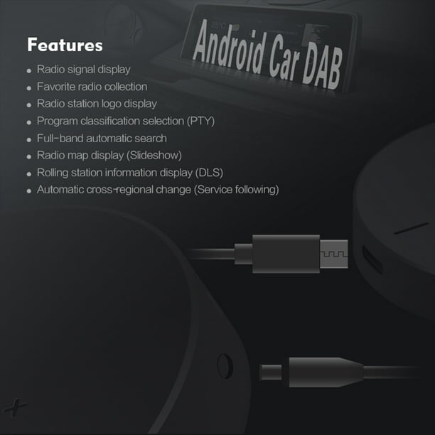 Adaptador Usb Dab Adaptador USB DAB con sintonizador de antena de amplificador para Android 5.1 y DVD para vehículos superiores Likrtyny Accesorios para autos y motos