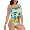 thumbnail image 3 of Gaeub African Women Women's One Shoulder Ruffle Tummy Control Swimwear for Swimming Surfing Beach Party - Medium, 3 of 8