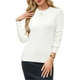 thumbnail image 4 of Chandails Décontractés d'Automne pour Femmes en Mélange de Laine, Col Rond Classique, Blanc, TP, 4 of 10