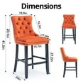 thumbnail image 2 of Velvet Counter Height Chairs Set of 2, 27'' Modern Button Tufted Bar Stools with Back and Footrest, Velvet Upholstered Bar Chair with Nail Head Trim and Pull Ring for Kitchen, Home Bar, Orange, 2 of 7