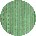 thumbnail image 1 of Ahgly Company Machine Washable Indoor Round Southwestern Turquoise Blue Country Area Rugs, 7' Round, 1 of 4