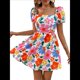 thumbnail image 1 of Vestido Bohemio Acampanado con Mangas Abullonadas y Volantes Fruncidos para Mujer XL, 1 of 10