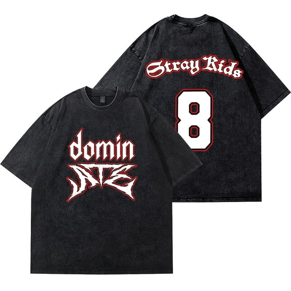 SKZ Stray Kids Dominate Tour Merch Vintage Wash Tee Cosplay Unisex Fashion Kpop Short Sleeve TShirts