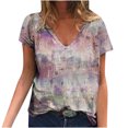 thumbnail image 1 of Blusa estampada de verano para mujer, camisetas casuales de manga corta con cuello en V, camisetas Pompotops  hkajfhjk472473, 1 of 5