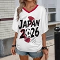 thumbnail image 2 of Soccer Cup 2026 Jersey JAPAN Soccer for Women with Colombia Flag Color Block and V Neck Short Sleeves Featuring Breathable Fabric for Tailgating Events Beach Outings Summer Festivals Wine XXL, 2 of 6