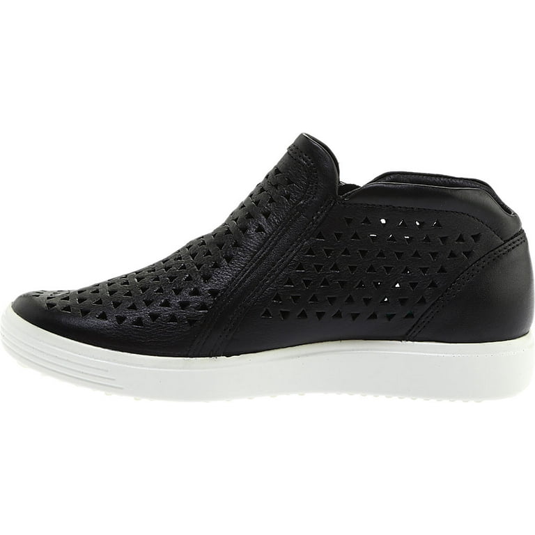 Women s ECCO Soft 7 Laser Cut Sneaker Black Leather 40 M Walmart