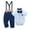 Blue, variant on Hresadio Baby Boy Clothes Formal Suit Cotton Fabric Short Sleeves Shirt Pants Bowtie 3pcs Set