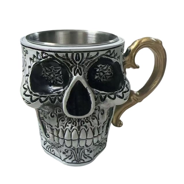 Skull Coffee Mug With Saucer Set Gothic Porcelain Tea Cup Ornates Skull Coffee Mug Funny Ceramic Tea Cup-Diabolical Bonehead Cup